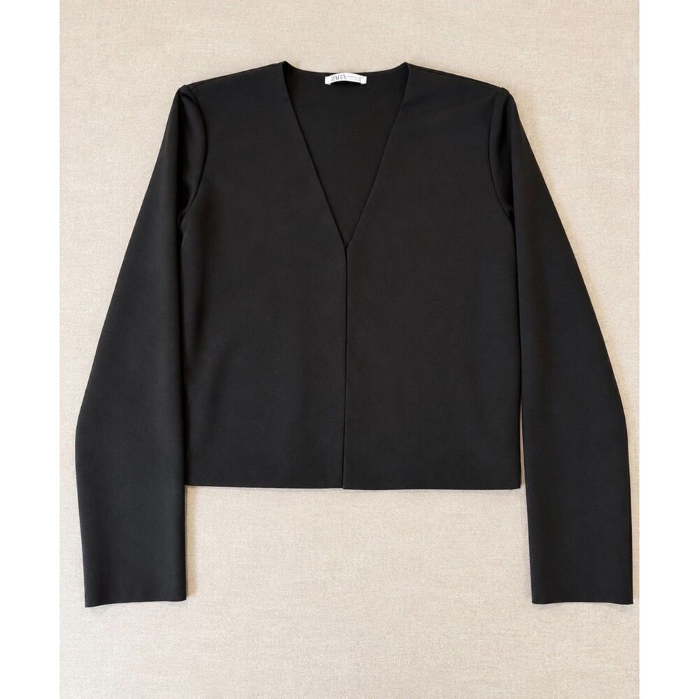 ZARA Women's Black Cropped Jacket Long Sleeve